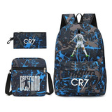 Conjunto De Tres Piezas De Mochila Azul Cr7 Football Star