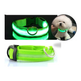 Collar Luz Led Reflectivo Perro Gato Mascotas 3 Efectos Verd