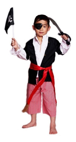 Disfraz Niño Pirata Caribe Chaqueta Espada Parche D992