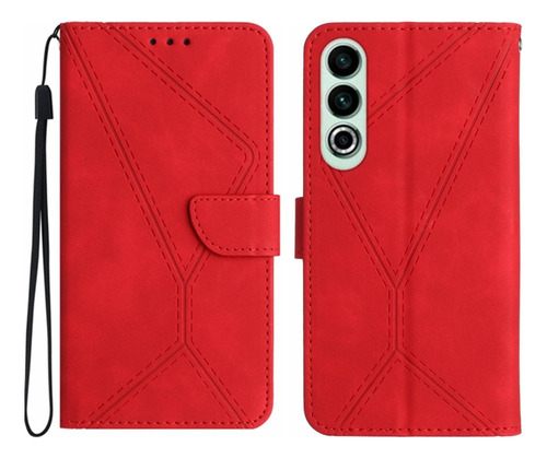 Funda De Piel Estampada Con Costuras Para Oneplus 12r 5g Glo