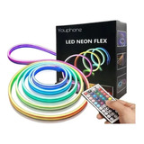 Kit Manguera Luces Neon Led Flex Rgb 5 Metros Con Fuente Y C