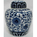 Potiche Em Porcelana Oriental Azul