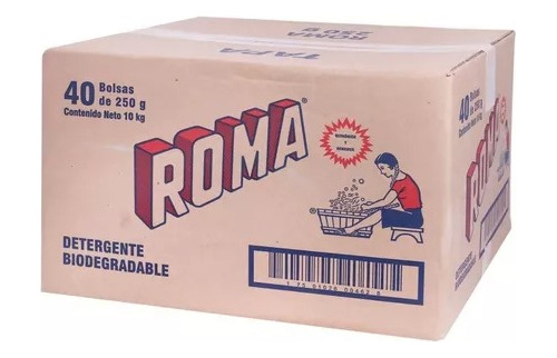 Roma Detergente En Polvo / Caja Con 40 Bolsas De 250g