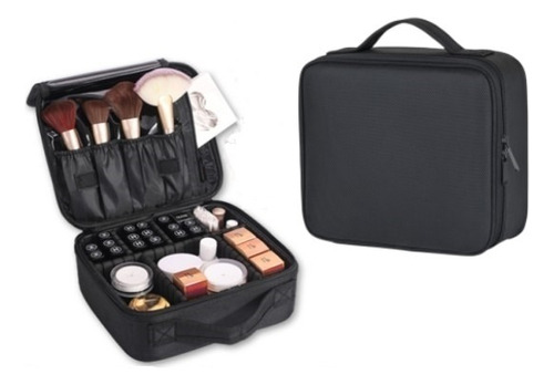 Negra Maleta Maquillaje Portátil Cartera Cosméticos