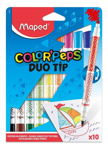 Marcadores Maped Plumones Doble Punta Dúo Tip X10 849010