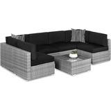 Sala De Jardin Juego De Muebles Modulares Mimbre Gris Negro