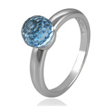 Anillo Compromiso Oro 14k Lam Cristal Swarovski Azul Premium