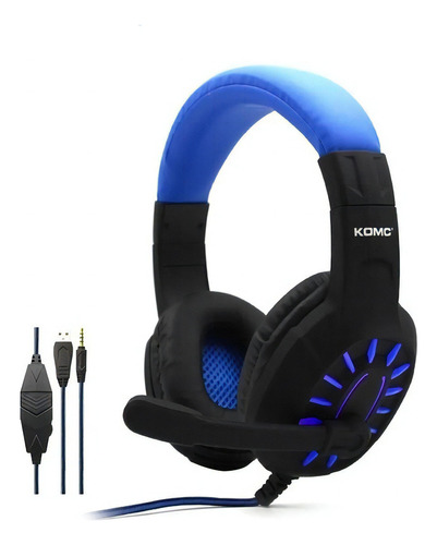 Audífono Gamer Clases Juegos Consolas Pc Computadora Komc Azul