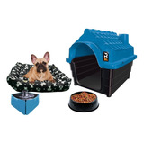 Kit Pet Casinha Colchonete Bebedouro Comedouro N4 Mecpet