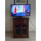 Mueble Tv Madera Clasico Vitrina Puertas Y Cajon Usado