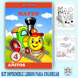 Kit Imprimir Libro Pintar Colorear Personalizado Trenes