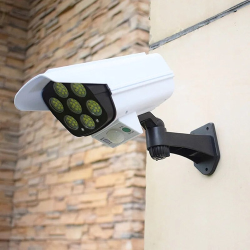 Camara Seguridad Vigilancia Exterior Falsa Foco Led Solar 