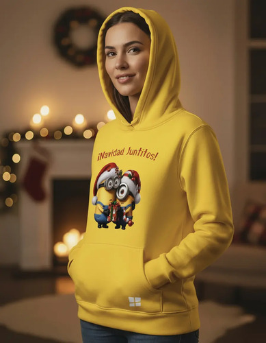 Sudadera Juntitos Parejas Amarilla Regalo Minions Navidad