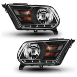 For 2010-2014 Ford Mustang Headlights Lamps Black Housin Aab