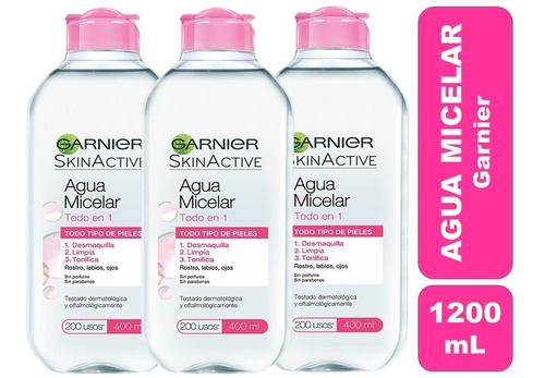 Agua Micelar Garnier Todo En 1 400ml X 3 - mL a $60