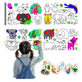Animales Rollo 3mt Papel Dibujar Colorear Adhesivo Sticker