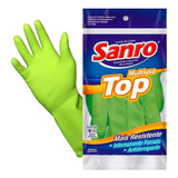 Kit 5 Luvas De Latex Sanro Top Verde Limpeza Faxina Cozinha