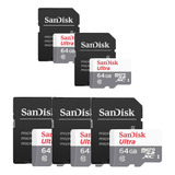 Kit 5 Cartão De Memoria Micro Sd 64gb Sandisk Para Camêra Ip