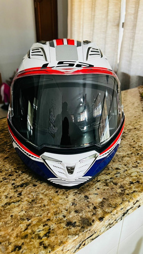 Capacete Ls2 Valiant2 Ff900 Revo Branco Vermelho Azul Tam 60