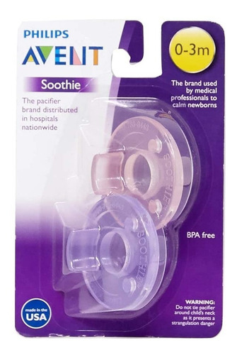 Chupones Soothie Philips Avent Scf190/02 0-3m+ Rosa Morado Color Rosa Y Morado Período De Edad 0 A 3 Meses