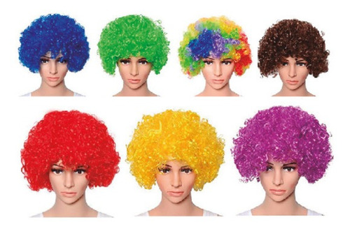 Peluca Rulos Afro Payaso Varios Colores Cotillon Fiesta