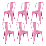 Set X6 Sillas Tolix Colores Especiales Estructura De La Silla Tono Rosa