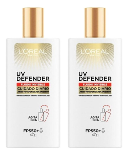 Combo X2 Loreal Uvdefender Fotoprotector Fps 50+ Fluido  40g
