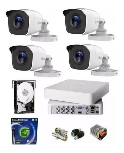 Kit Dvr 8 Canais Hikvision + Hd + 04 Cameras + Acessorios