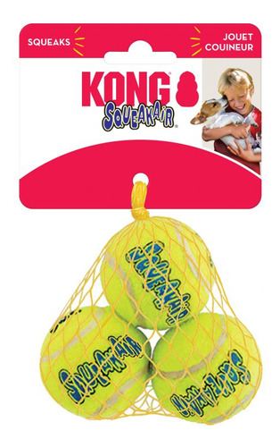 3 Pelotas Tenis Squeakair Chicas Small Juguetes Perro Kong Color Amarillo