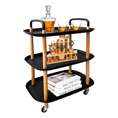 LUMO HOME Carrito de Bar 3 Niveles Mesa de Servicio Tipo Eams Carro Organizador Móvil Multiusos Almacenamiento Estante para Oficina Bar Cocina | Envío gratis