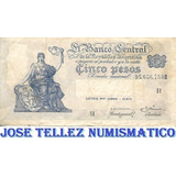 Bottero 1876a $ 5 Del Progreso Serie H Error Ley Mb- Palermo