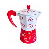 Cafetera Italiana Expresso Diseño Corazón 6 Tazas Capacidad.