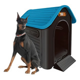 Casa Casinha P/ Cachorro Grande N8 Big Mansão Pet Cor Azul