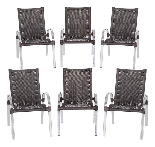Jogo Com 6 Cadeiras De Piscina Em Aluminio E Fibra Colombia