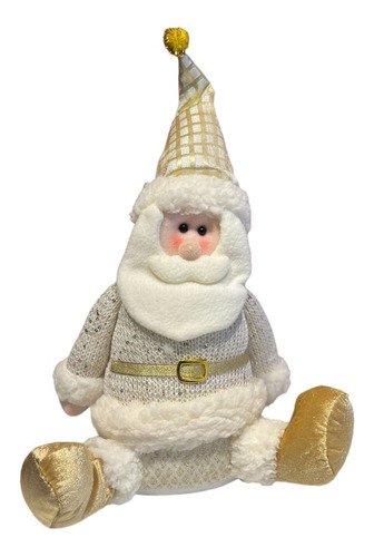 Papai Noel Decoração Natalina Boneco Enfeite Dourado 48cm