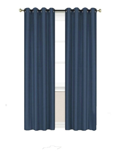 Cortinas Blackout 188anchox213largo En 2 Paneles Ahuladas K Color Azul Marino