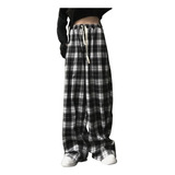 (l) Pantalones Anchos A Cuadros Negros Y Blancos Harajuku Co