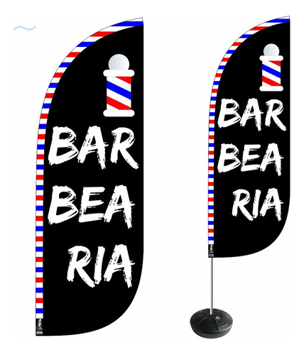 Wind Banner Barbearia Kit Completo 2,8m Dupla Face