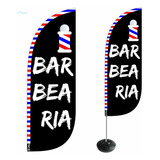 Wind Banner Barbearia Kit Completo 2,8m Dupla Face