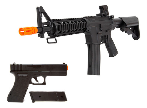 Fuzil Airsoft Spring M16 M4a4 M4a1s M4 + Pistola Glock V307
