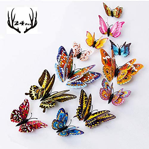 24 Pcs 3d Luminoso Mariposa Pegatinas De Pared Arte Dec...