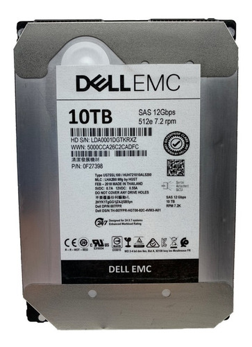 M7 Disco Duro 10tb Dell Np 007fpr 3.5 Servidor Nas Raid