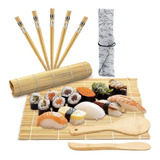 Kit Esteira Sushi Maker Bambu Niguiri Pauzinhos Japoneses