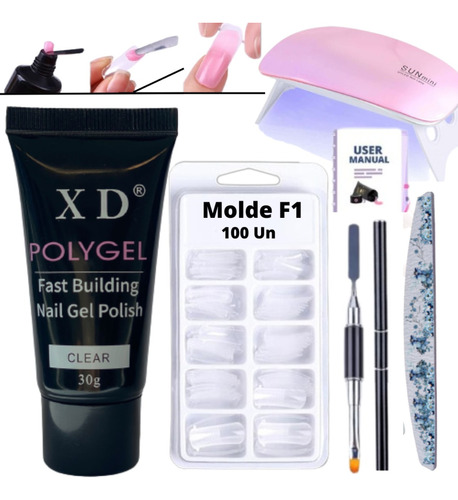 Kit Polygel Poligel Alongamento De Unha Cabine + Manual