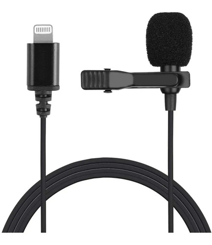 Micrófono Condensador Lavalier Solapa Lightning Para iPhone Color Negro