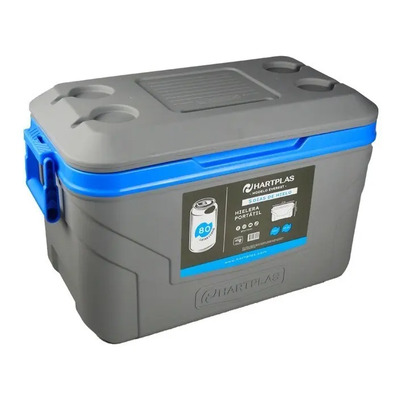 Hielera Portátil Hartplas Everest 52Qt 80 Latas Gris Azul Tapa Hermética | Envío gratis