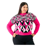 Sweater Estampado Abrigado Media Polera Mujer Invierno