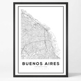 Cuadro Modernos Marco Y Vidrio 30x40 Mapa Buenos Aires 