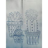 12 Servilletas Para Bordar Cactus 45x50cm Manta 100% Algodón