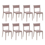 Conjunto 8 Cadeiras Diana Bege Claro Camurça Nude Tramontina